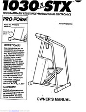 ProForm 1030 Stx Manual
