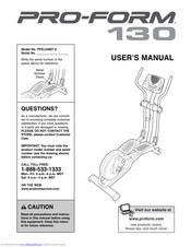 ProForm 130 Elliptical User Manual