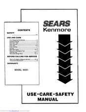 Sears KENMORE 93331 Use, Care, Safety Manual
