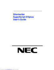 Nec Silentwriter SuperScript 610plus User Manual