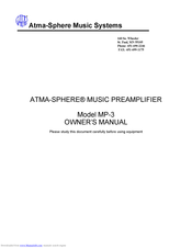 Atma-Sphere MP-3 Owner's Manual