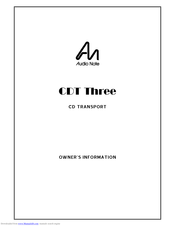 Audio Note CDT Three Owner's Information Manual