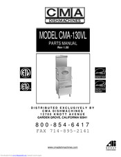 CMA Dishmachines CMA-130VL Parts Manual