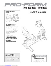 Pro-Form 465 Re Bike User Manual