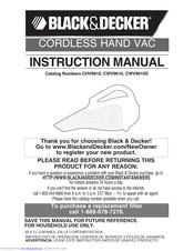 Black & Decker CWV9610 Instruction Manual