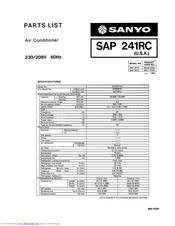 Sanyo SAP241RC Parts List