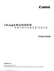 Canon IMAGERUNNER 1610 Printer Manual