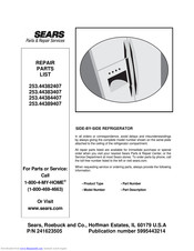 Electrolux 253.44383407 Repair Parts List Manual