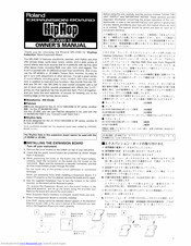 Roland HipHop Collection SR-JV80-12 Owner's Manual