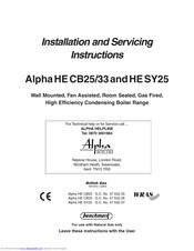 Alpha Alpha HE CB25 Installation And Servicing Instructions
