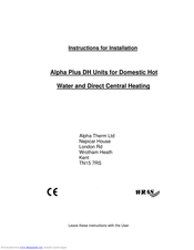 Alpha Alpha Plus DH Units Instructions For Installation Manual
