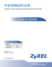 ZyXEL Communications P-873HNU-51B User Manual