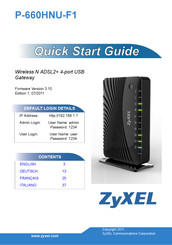 ZyXEL Communications P-660HNU-F1 Quick Start Quide