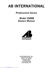AB International Professional 1580B Owner's Manual