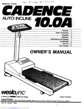 Weslo Cadence 10.0A Owner's Manual
