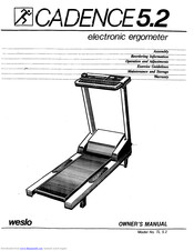 Weslo Cadence 5.2 W/elec Treadmill Manual