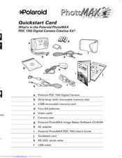 Polaroid PhotoMAX PDC 1100 Quick Start Card