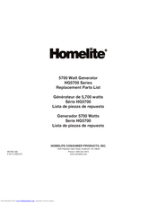 Homelite HG5700 Series Replacement Parts List