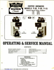 Bunn F-20 Operating & Service Manual