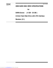 IBM DARA-206000 - Travelstar 12 GB Hard Drive Specifications