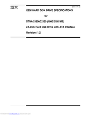 IBM DTNA-22160 - Travelstar 2.1 GB Hard Drive Specifications
