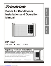 Friedrich CP12 Installation And Operation Manual