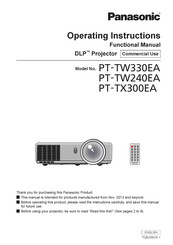 Panasonic PT-LW271U Operating Instructions Manual