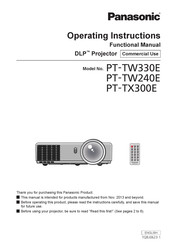Panasonic PT-TW330E Operating Instructions Manual