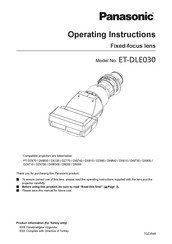 Panasonic ET-DLE030 Operating Instructions Manual