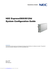 NEC NEC Express5800/B120d System Configuration Manual
