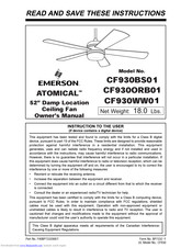 Emerson ATOMICAL CF930BS01 Owner's Manual
