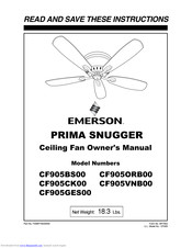Emerson PRIMA SNUGGER CF905CK00 Owner's Manual