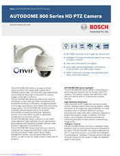 Bosch AUTODOME 800 Series Specifications