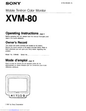 Sony XVM-80 Operating Instructions Manual