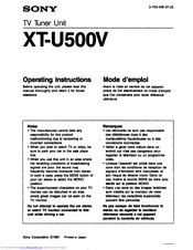 Sony XT-U500V Operating Instructions Manual