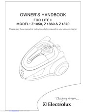Electrolux Lite II Z1850 Owner's Handbook Manual
