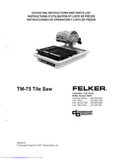 Felker TM-75 Operating Instructions Manual