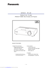 Panasonic PT-LB20 Specifications
