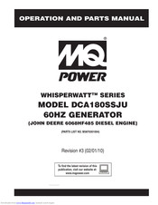 MQ Power DCA180SSJU WHISPERWATT SERIES Operation And Parts Manual