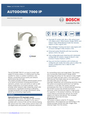 Bosch Autodome 7000 IP Quick Manual