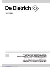 DeDietrich DHG397 Instructions For Installation And Use Manual