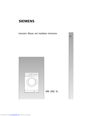 SIEMENS WM2002XL Instruction Manual And Installation Instructions