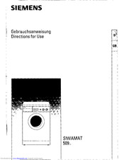 SIEMENS SIWAMAT 509 Series Directions For Use Manual
