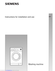 SIEMENS WM11E26SBC Instructions For Installation And Use Manual