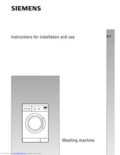 SIEMENS WM08E260BC Instructions For Installation And Use Manual