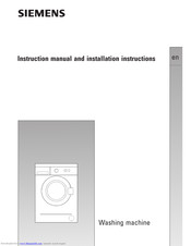 SIEMENS WM07A160ME Series Instruction Manual And Installation Instructions