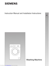SIEMENS WM06A160BC Instruction Manual And Installation Instructions