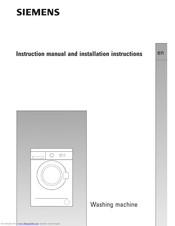 SIEMENS WM06A060HK Series Instruction Manual And Installation Instructions