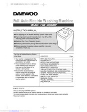 DAEWOO DWF-200KRP Instruction Manual