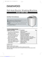 DAEWOO DWF-173M Instruction Manual